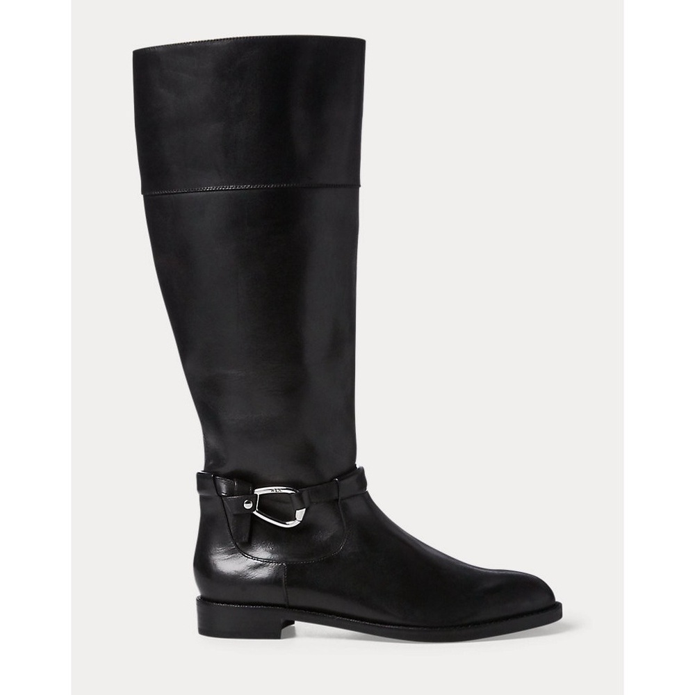 RALPH LAUREN Harlee Tall Black Leather Riding Boots Equestrian Knee High 6